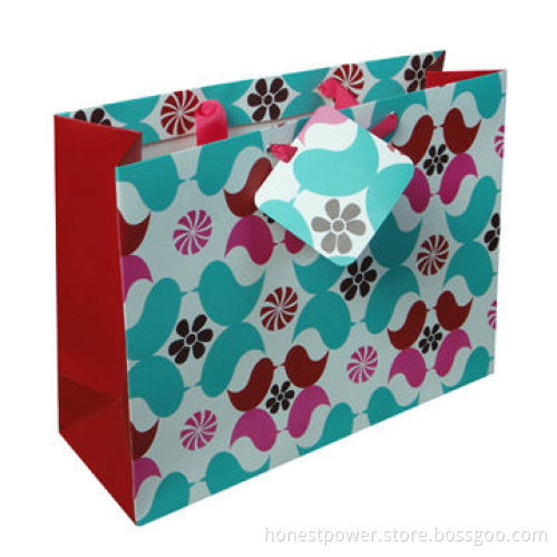 Gift Bag with Satin Ribbon Handle and Matte Lamination, Customized Sizes and Designs are Accepted